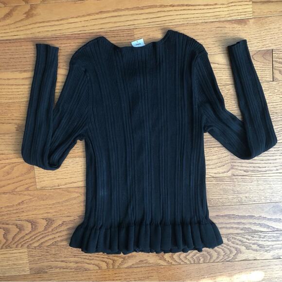 CABI Peplum Ruffle Party Ribbed Sweater Cardigan Black  Women’s Size L NWOT - Picture 10 of 11